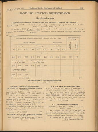 Verordnungs-Blatt für Eisenbahnen und Schiffahrt: Veröffentlichungen in Tarif- und Transport-Angelegenheiten 19030801 Seite: 9