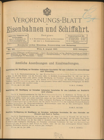 Verordnungs-Blatt für Eisenbahnen und Schiffahrt: Veröffentlichungen in Tarif- und Transport-Angelegenheiten 19030808 Seite: 1