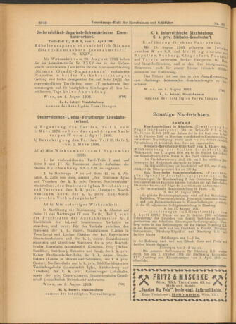 Verordnungs-Blatt für Eisenbahnen und Schiffahrt: Veröffentlichungen in Tarif- und Transport-Angelegenheiten 19030808 Seite: 6