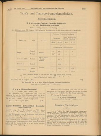 Verordnungs-Blatt für Eisenbahnen und Schiffahrt: Veröffentlichungen in Tarif- und Transport-Angelegenheiten 19030811 Seite: 7