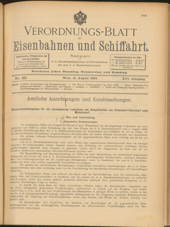 Verordnungs-Blatt für Eisenbahnen und Schiffahrt: Veröffentlichungen in Tarif- und Transport-Angelegenheiten 19030815 Seite: 1