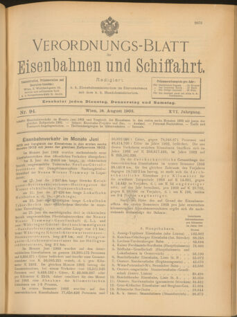 Verordnungs-Blatt für Eisenbahnen und Schiffahrt: Veröffentlichungen in Tarif- und Transport-Angelegenheiten 19030818 Seite: 1