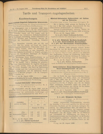 Verordnungs-Blatt für Eisenbahnen und Schiffahrt: Veröffentlichungen in Tarif- und Transport-Angelegenheiten 19030829 Seite: 11