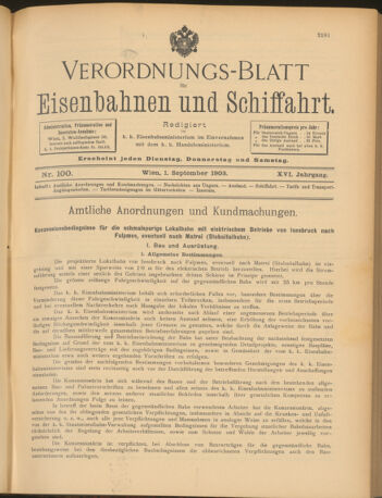 Verordnungs-Blatt für Eisenbahnen und Schiffahrt: Veröffentlichungen in Tarif- und Transport-Angelegenheiten 19030901 Seite: 1