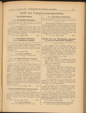 Verordnungs-Blatt für Eisenbahnen und Schiffahrt: Veröffentlichungen in Tarif- und Transport-Angelegenheiten 19030903 Seite: 7