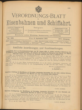 Verordnungs-Blatt für Eisenbahnen und Schiffahrt: Veröffentlichungen in Tarif- und Transport-Angelegenheiten 19030908 Seite: 1