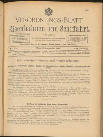 Verordnungs-Blatt für Eisenbahnen und Schiffahrt: Veröffentlichungen in Tarif- und Transport-Angelegenheiten