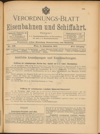 Verordnungs-Blatt für Eisenbahnen und Schiffahrt: Veröffentlichungen in Tarif- und Transport-Angelegenheiten 19030919 Seite: 1