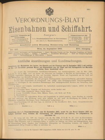 Verordnungs-Blatt für Eisenbahnen und Schiffahrt: Veröffentlichungen in Tarif- und Transport-Angelegenheiten 19030924 Seite: 1