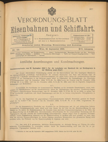 Verordnungs-Blatt für Eisenbahnen und Schiffahrt: Veröffentlichungen in Tarif- und Transport-Angelegenheiten 19030926 Seite: 1