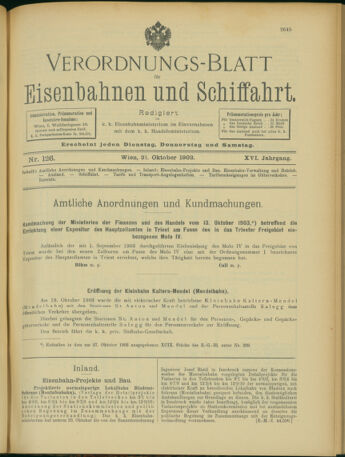 Verordnungs-Blatt für Eisenbahnen und Schiffahrt: Veröffentlichungen in Tarif- und Transport-Angelegenheiten 19031031 Seite: 1