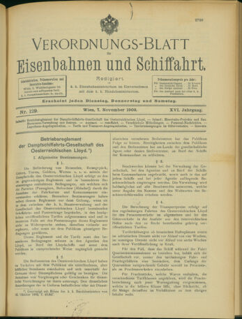 Verordnungs-Blatt für Eisenbahnen und Schiffahrt: Veröffentlichungen in Tarif- und Transport-Angelegenheiten 19031107 Seite: 1