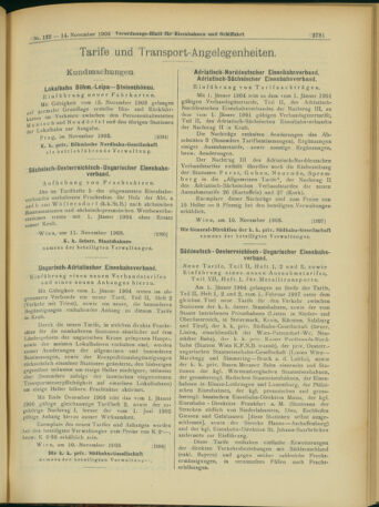 Verordnungs-Blatt für Eisenbahnen und Schiffahrt: Veröffentlichungen in Tarif- und Transport-Angelegenheiten 19031114 Seite: 5