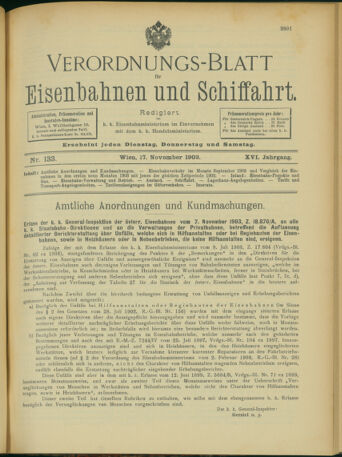 Verordnungs-Blatt für Eisenbahnen und Schiffahrt: Veröffentlichungen in Tarif- und Transport-Angelegenheiten 19031117 Seite: 1