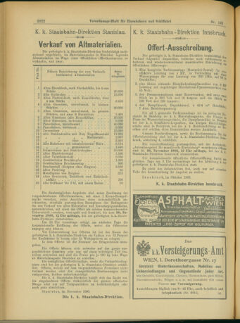 Verordnungs-Blatt für Eisenbahnen und Schiffahrt: Veröffentlichungen in Tarif- und Transport-Angelegenheiten 19031117 Seite: 22