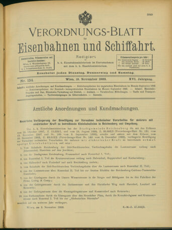 Verordnungs-Blatt für Eisenbahnen und Schiffahrt: Veröffentlichungen in Tarif- und Transport-Angelegenheiten 19031119 Seite: 1