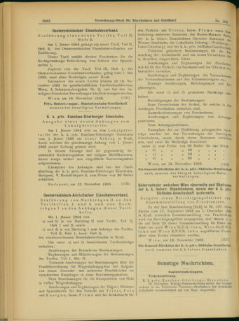 Verordnungs-Blatt für Eisenbahnen und Schiffahrt: Veröffentlichungen in Tarif- und Transport-Angelegenheiten 19031119 Seite: 14