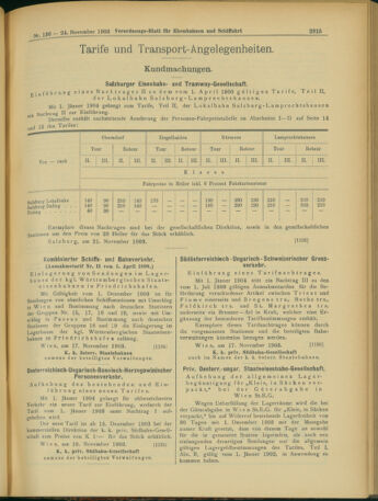 Verordnungs-Blatt für Eisenbahnen und Schiffahrt: Veröffentlichungen in Tarif- und Transport-Angelegenheiten 19031124 Seite: 7