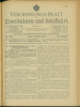 Verordnungs-Blatt für Eisenbahnen und Schiffahrt: Veröffentlichungen in Tarif- und Transport-Angelegenheiten 19031201 Seite: 1