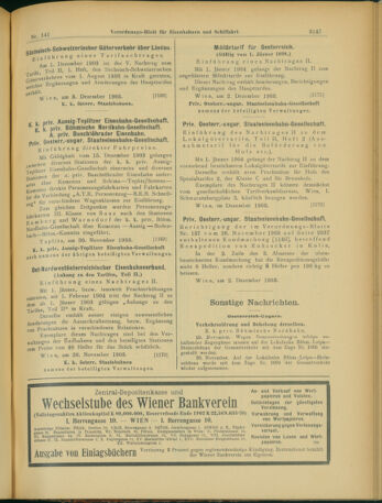 Verordnungs-Blatt für Eisenbahnen und Schiffahrt: Veröffentlichungen in Tarif- und Transport-Angelegenheiten 19031205 Seite: 11