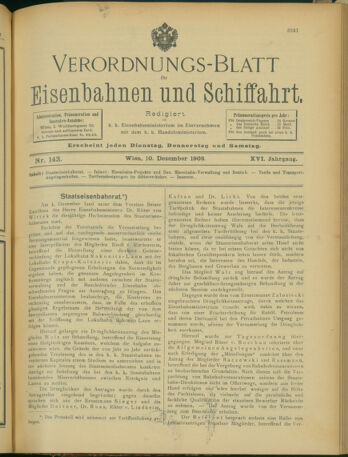 Verordnungs-Blatt für Eisenbahnen und Schiffahrt: Veröffentlichungen in Tarif- und Transport-Angelegenheiten 19031210 Seite: 1