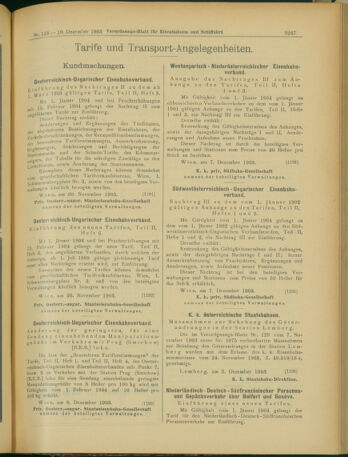 Verordnungs-Blatt für Eisenbahnen und Schiffahrt: Veröffentlichungen in Tarif- und Transport-Angelegenheiten 19031210 Seite: 7