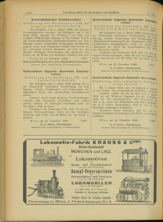 Verordnungs-Blatt für Eisenbahnen und Schiffahrt: Veröffentlichungen in Tarif- und Transport-Angelegenheiten 19031217 Seite: 10