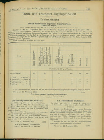 Verordnungs-Blatt für Eisenbahnen und Schiffahrt: Veröffentlichungen in Tarif- und Transport-Angelegenheiten 19031217 Seite: 7