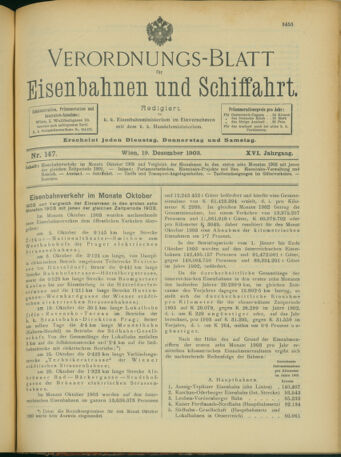 Verordnungs-Blatt für Eisenbahnen und Schiffahrt: Veröffentlichungen in Tarif- und Transport-Angelegenheiten 19031219 Seite: 1