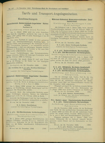 Verordnungs-Blatt für Eisenbahnen und Schiffahrt: Veröffentlichungen in Tarif- und Transport-Angelegenheiten 19031219 Seite: 21