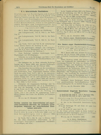 Verordnungs-Blatt für Eisenbahnen und Schiffahrt: Veröffentlichungen in Tarif- und Transport-Angelegenheiten 19031219 Seite: 22