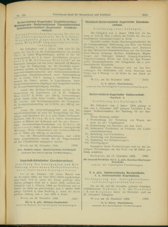 Verordnungs-Blatt für Eisenbahnen und Schiffahrt: Veröffentlichungen in Tarif- und Transport-Angelegenheiten 19031222 Seite: 15