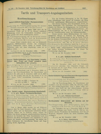 Verordnungs-Blatt für Eisenbahnen und Schiffahrt: Veröffentlichungen in Tarif- und Transport-Angelegenheiten 19031229 Seite: 9