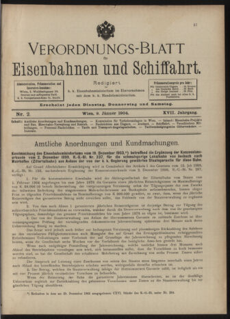 Verordnungs-Blatt für Eisenbahnen und Schiffahrt: Veröffentlichungen in Tarif- und Transport-Angelegenheiten 19040109 Seite: 1