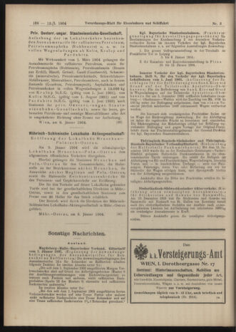 Verordnungs-Blatt für Eisenbahnen und Schiffahrt: Veröffentlichungen in Tarif- und Transport-Angelegenheiten 19040112 Seite: 8