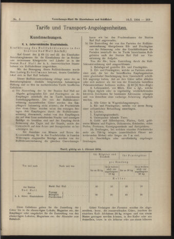 Verordnungs-Blatt für Eisenbahnen und Schiffahrt: Veröffentlichungen in Tarif- und Transport-Angelegenheiten 19040116 Seite: 7