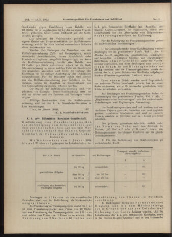 Verordnungs-Blatt für Eisenbahnen und Schiffahrt: Veröffentlichungen in Tarif- und Transport-Angelegenheiten 19040116 Seite: 8