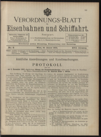 Verordnungs-Blatt für Eisenbahnen und Schiffahrt: Veröffentlichungen in Tarif- und Transport-Angelegenheiten 19040126 Seite: 1