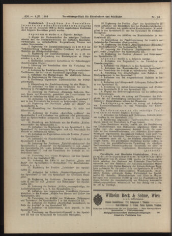 Verordnungs-Blatt für Eisenbahnen und Schiffahrt: Veröffentlichungen in Tarif- und Transport-Angelegenheiten 19040204 Seite: 6