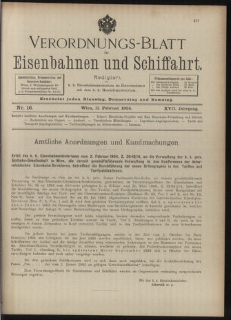 Verordnungs-Blatt für Eisenbahnen und Schiffahrt: Veröffentlichungen in Tarif- und Transport-Angelegenheiten