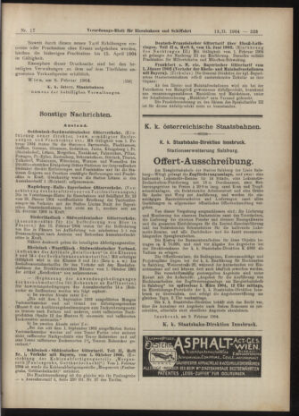 Verordnungs-Blatt für Eisenbahnen und Schiffahrt: Veröffentlichungen in Tarif- und Transport-Angelegenheiten 19040213 Seite: 7