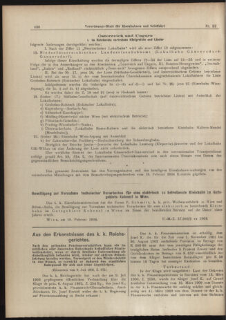 Verordnungs-Blatt für Eisenbahnen und Schiffahrt: Veröffentlichungen in Tarif- und Transport-Angelegenheiten 19040225 Seite: 2