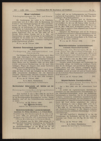 Verordnungs-Blatt für Eisenbahnen und Schiffahrt: Veröffentlichungen in Tarif- und Transport-Angelegenheiten 19040301 Seite: 14