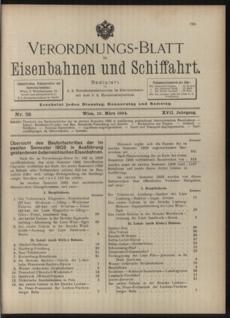 Verordnungs-Blatt für Eisenbahnen und Schiffahrt: Veröffentlichungen in Tarif- und Transport-Angelegenheiten 19040310 Seite: 1