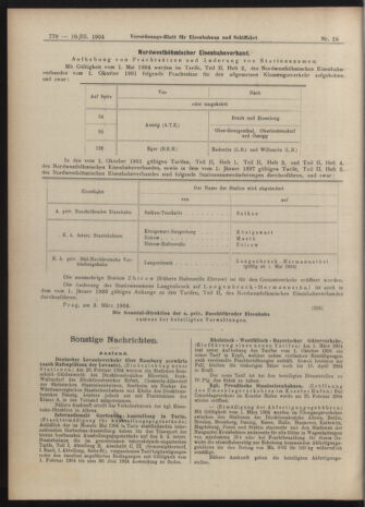 Verordnungs-Blatt für Eisenbahnen und Schiffahrt: Veröffentlichungen in Tarif- und Transport-Angelegenheiten 19040310 Seite: 6