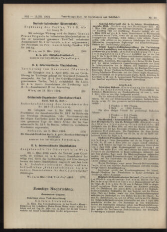 Verordnungs-Blatt für Eisenbahnen und Schiffahrt: Veröffentlichungen in Tarif- und Transport-Angelegenheiten 19040315 Seite: 6