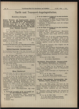 Verordnungs-Blatt für Eisenbahnen und Schiffahrt: Veröffentlichungen in Tarif- und Transport-Angelegenheiten 19040317 Seite: 5