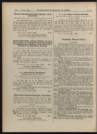 Verordnungs-Blatt für Eisenbahnen und Schiffahrt: Veröffentlichungen in Tarif- und Transport-Angelegenheiten 19040317 Seite: 6