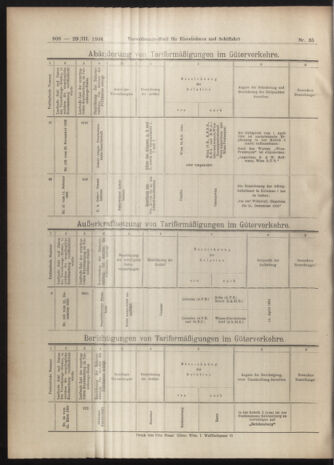 Verordnungs-Blatt für Eisenbahnen und Schiffahrt: Veröffentlichungen in Tarif- und Transport-Angelegenheiten 19040329 Seite: 24