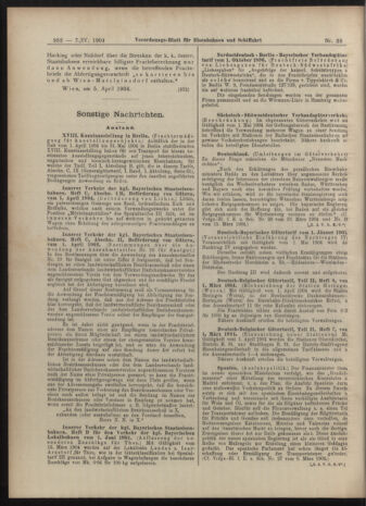 Verordnungs-Blatt für Eisenbahnen und Schiffahrt: Veröffentlichungen in Tarif- und Transport-Angelegenheiten 19040407 Seite: 8